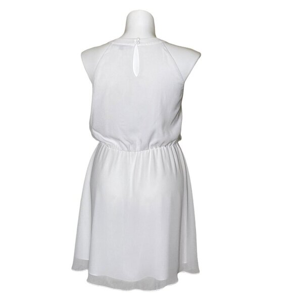 Gianni Bini White Blouson Halter Mini Dress, Sleeveless Juniors Size L - Picture 5 of 9